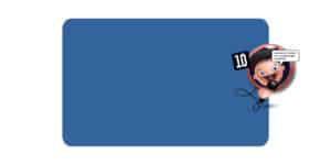 Blue rounded-rectangle banner with a cartoon doctor peeking in from the right, holding a stethoscope and a '10' badge.